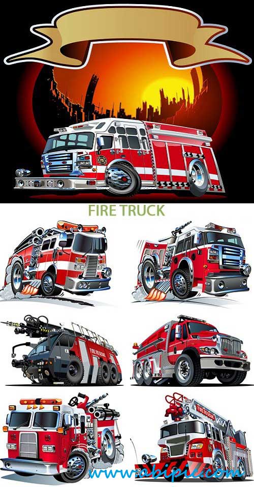 دانلود وکتور انواع مختلف ماشین های آتش نشانی Stock Vector Fire Truck