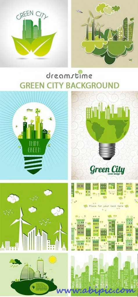دانلود مجموعه وکتورهای با موضوع شهر سبز Green City Background