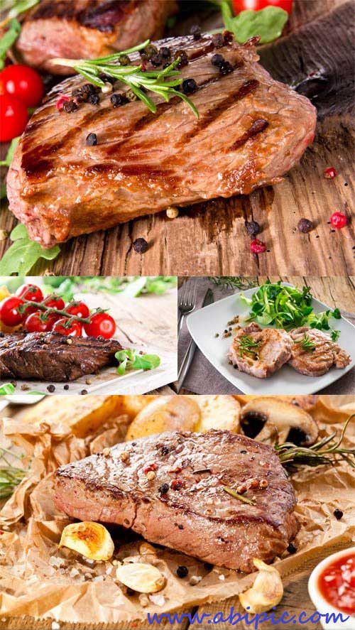 دانلود عکس استوک استیک گوشت Photos Fried Meat Steaks