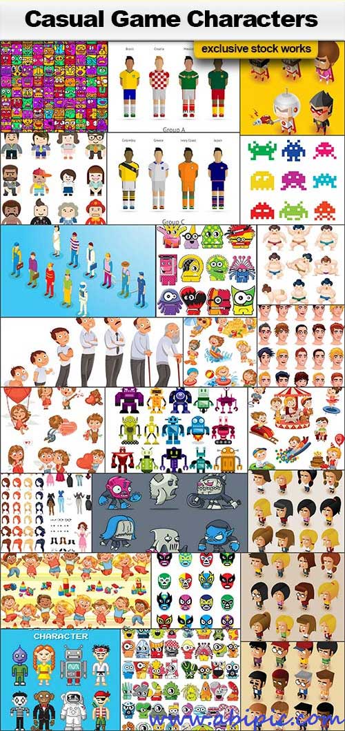 دانلود وکتور مجموعه عظیم کارکتر های بازی های قدیمی و کلاسیک Game Cgaracters