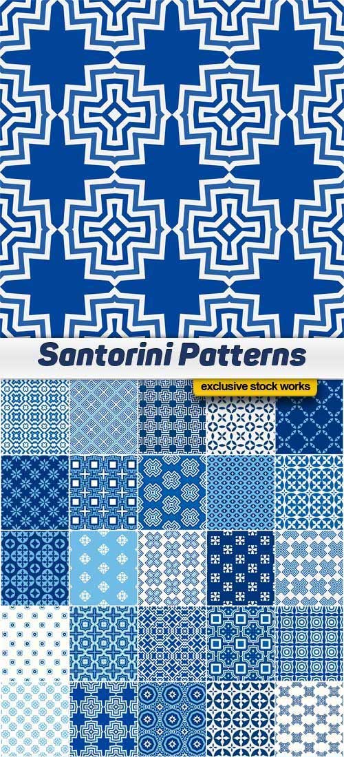 دانلود وکتور الگوی های یکپارچه و پیوسته سانتورینی شماره 10 Vector Santorini Patterns