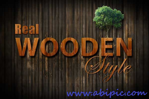 دانلود طرح لایه باز افکت متن چوب Beauty Wooden Style