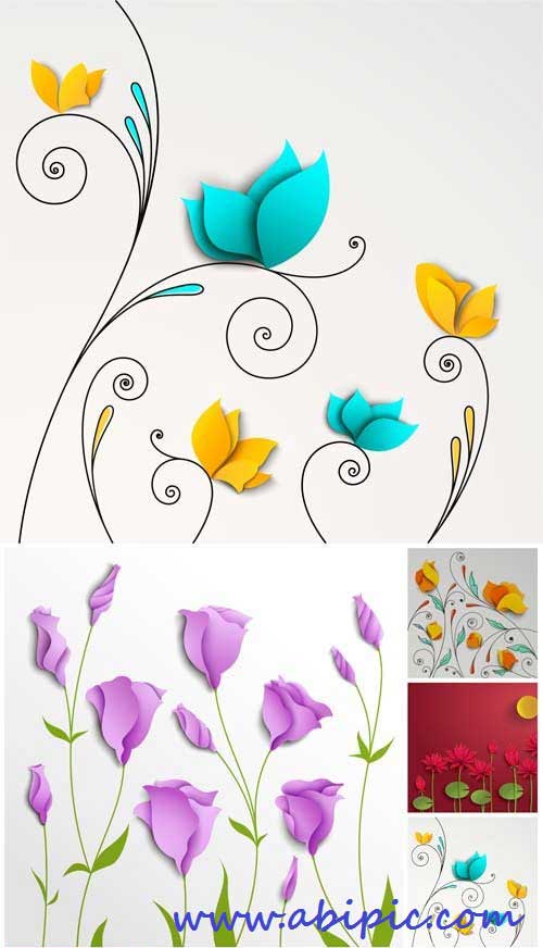 دانلود وکتور های زیبا از گل سوسن و خشخاش Flowers vector lilies red poppies