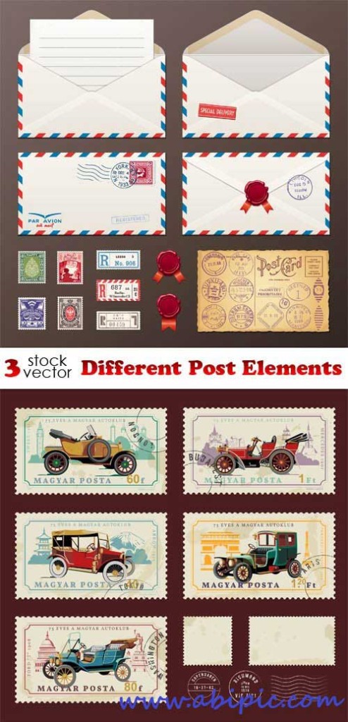 دانلود وکتور علائم و نشان های پست Vectors - Different Post Elements