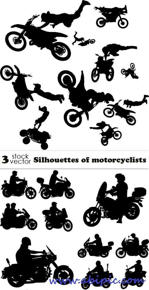 دانلود وکتور سیلوئت موتور سیکلت Vectors Silhouettes of motorcyclists