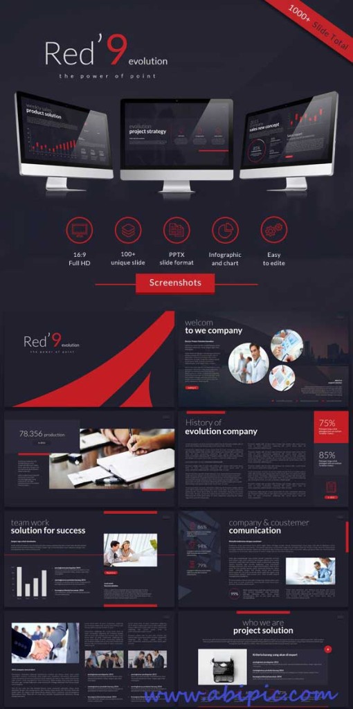 دانلود قالب حرفه ای پاورپوینت سری 16 Red'9evollution PowerPoint
