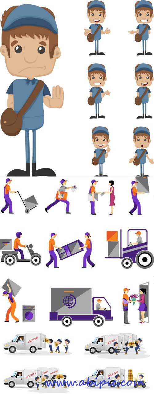 دانلود وکتور تحویل بسته پستی یا دلیوری Vectors - Deliver