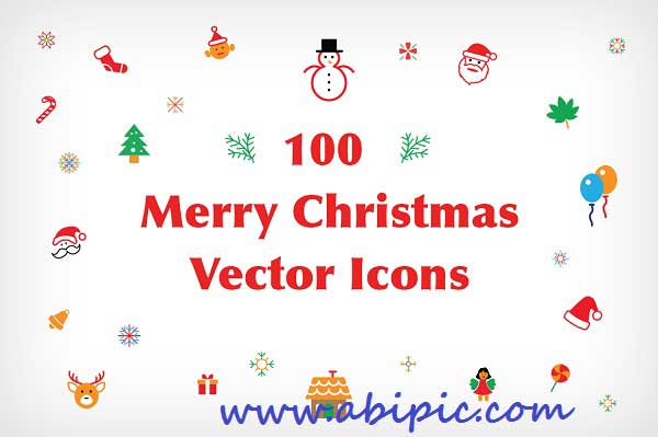 دانلود مجموعه آیکون های تزئینی برای کریسمس Merry Christmas Vector Icons