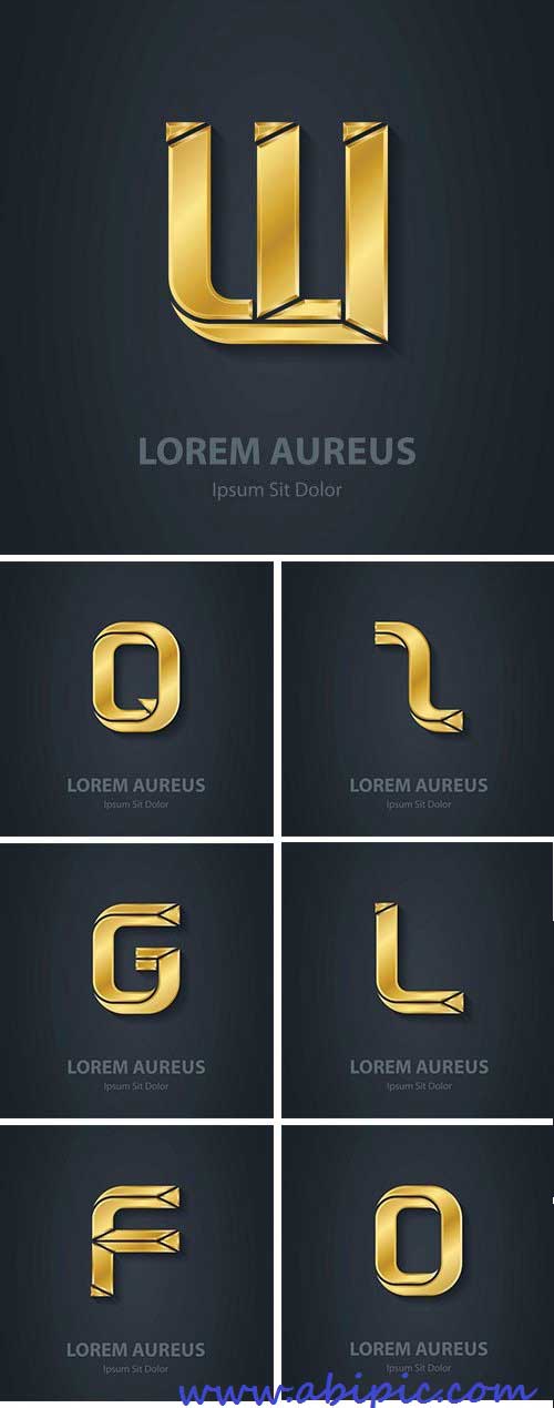 دانلود وکتور حروف الفبای طلایی Golden Letters