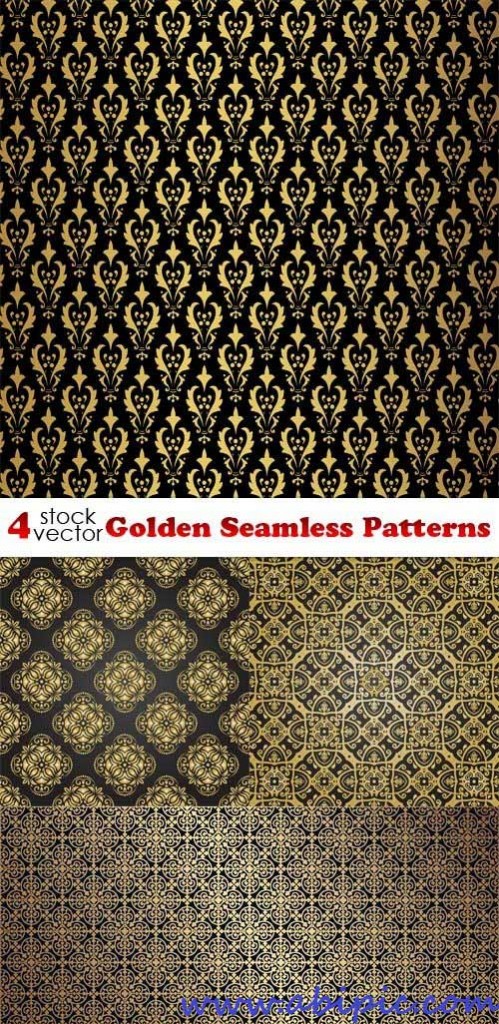 دانلود وکتور پترن های طلایی یکپارچه Vectors - Golden Seamless Patterns