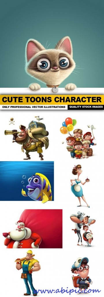 دانلود کارکترهای کارتونی سری 9 Cute Toons Character