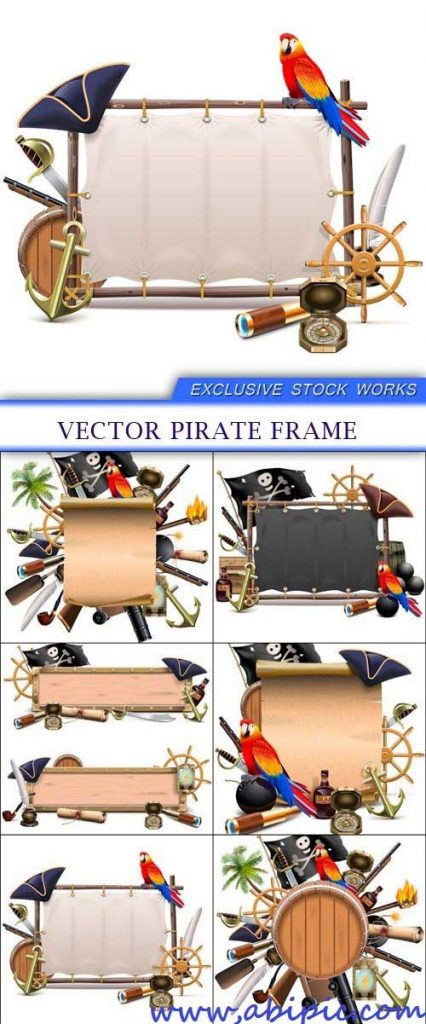 دانلود قاب و فریم عکس دزد دریایی Vector Pirate Frame