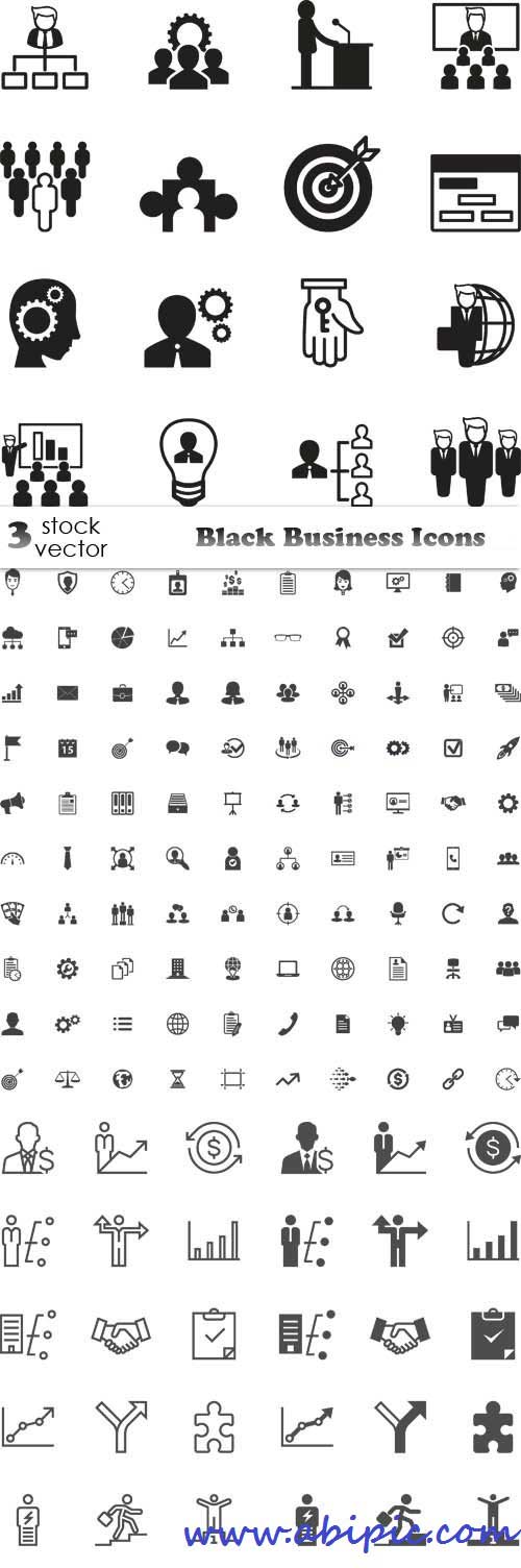 دانلود وکتور مجموعه آیکون های تجاری و شغلی Vectors - Black Business Icons