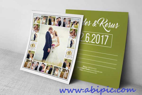 کارت دعوت و کارت پستال عروسی شماره 5 Wedding Postcard Template