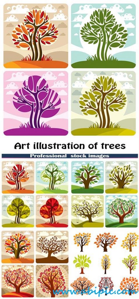 دانلود طرح هنری درخت Art illustration of trees