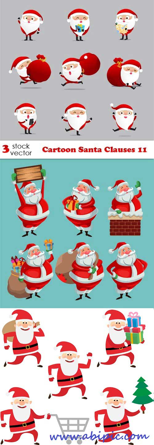 دانلود وکتور بابانوئل Vectors - Cartoon Santa Clauses