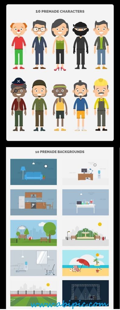 مجموعه طرح های ساخت کارکتر در افترافکت Character Maker Video Toolkit