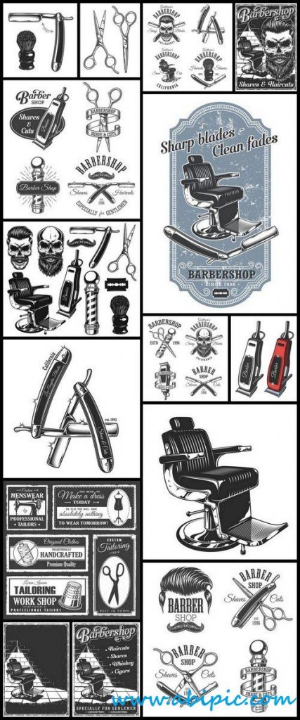 دانلود وکتور آرایشگاه و لوازم آرایشگاه Vector Stock Barber shop