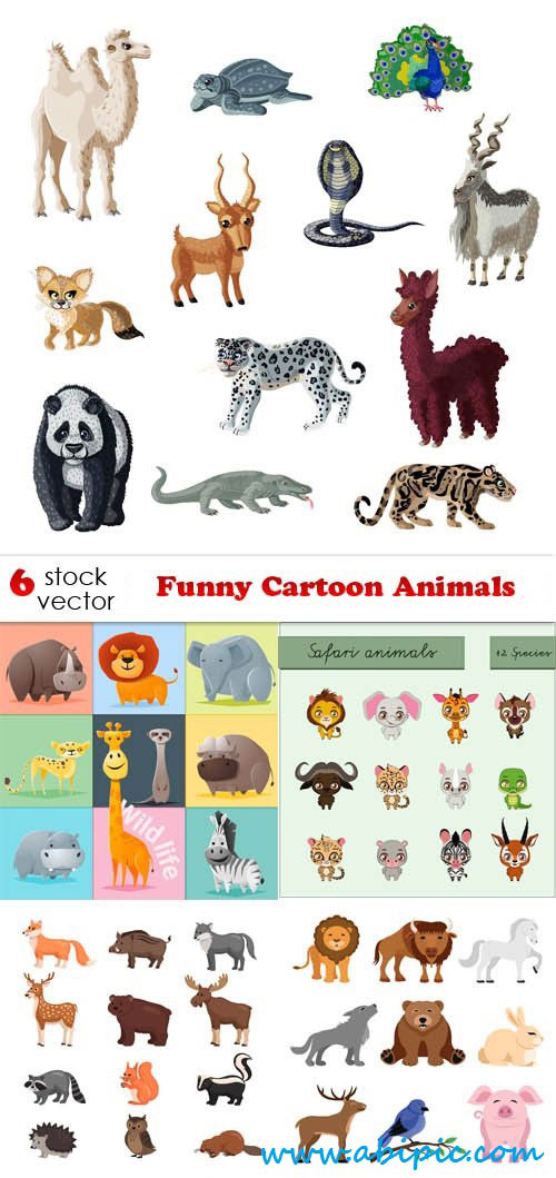 دانلود طرح وکتور کارتونی حیوانات Vectors Funny Cartoon Animals
