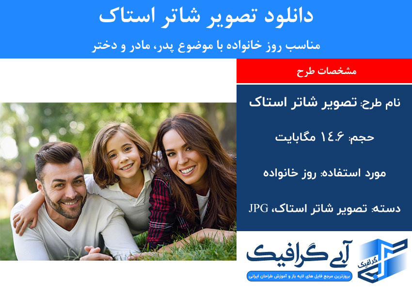 دانلود تصویر شاتر استاک مناسب روز خانواده با موضوع پدر، مادر و دختر