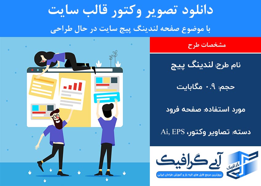 دانلود تصویر وکتور قالب سایت با موضوع صفحه لندینگ پیج سایت در حال طراحی